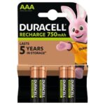DURACELL Piles Rechargeables AAA 750 Mah, lot de 4 piles