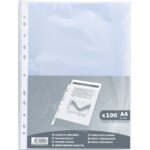 EXACOMPTA Sachet de 100 pochettes perforées A4 en polypropylène grainé 3,8/100e