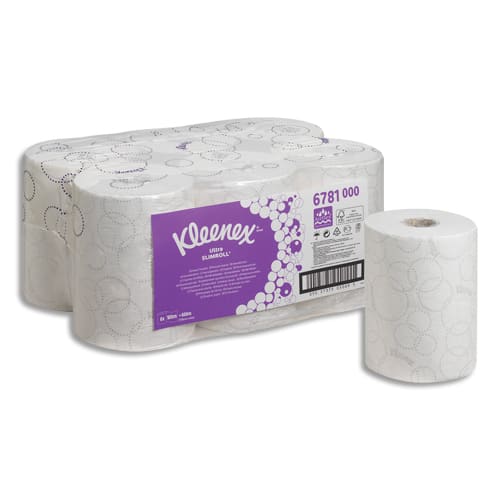 384521_d1-1.jpg KLEENEX Lot de 6 Bobines d'essuie-mains Slimroll 2 plis - L100 m, H19,8 cm D14,5 cm pour Aquarius Blanc – Image 1