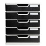 EXACOMPTA Module de classement Modulo Gris lumière Noir 5 tiroirs, en PS, format A4+ L28,8 x H32 x P35 cm – Image 2