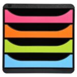 EXACOMPTA Module de classement Big Box Noir Arlequin 4 tiroirs, en PS format A4+ L27,8 x H26,7 x P34,7 cm – Image 2