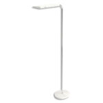 ALBA Lampadaire à LED intégrée Blanc réversible, métal et ABS Hauteur 185 cm, Tête 44x20 cm Socle D31 cm