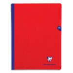 CLAIREFONTAINE Cahier Mimesys brochure cousue 192 pages Seyès 24x32. Couverture polypropylène Rouge