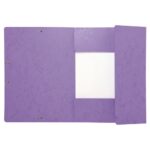 EXACOMPTA Chemise 3 rabats et élastique monobloc, carte lustrée 5/10e mauve, élastique fixé devant – Image 3