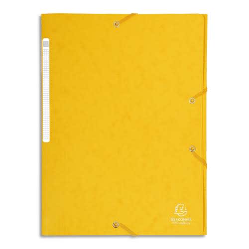 385370_d1.jpg EXACOMPTA Chemise 3 rabats et élastique monobloc, carte lustrée 5/10e Jaune, élastique fixé devant – Image 1