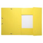 EXACOMPTA Chemise 3 rabats et élastique monobloc, carte lustrée 5/10e Jaune, élastique fixé devant – Image 3