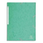 EXACOMPTA Chemise 3 rabats et élastique monobloc, carte lustrée 5/10e Vert clair, élastique fixé devant