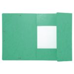 EXACOMPTA Chemise 3 rabats et élastique monobloc, carte lustrée 5/10e Vert clair, élastique fixé devant – Image 3