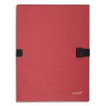 EXACOMPTA Chemise extensible NCLIP en papier toilé. Sangle à clip. Dos rainuré 13cm. Coloris rouge