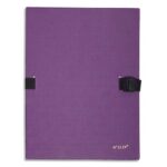 EXACOMPTA Chemise extensible NCLIP en papier toilé. Sangle à clip. Dos rainuré 13cm. Coloris violet