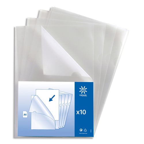 386115_d1.jpg VIQUEL Sachet 10 pochettes coin PP grainé 13/100e. Coloris incolore – Image 1