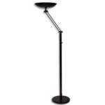 UNILUX Lampadaire à LEDS Varialux Noir articulé - Hauteur 180 cm, Socle D34 cm, vasque D36 x H6 cm
