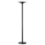 UNILUX Lampadaire à LEDS Variaglass Noir avec vasque verre - H180 cm, Socle D34 cm, vasque D36 x H6 cm