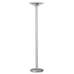 UNILUX Lampadaire à LEDS Variaglass Gris métal avec vasque verre, H180 cm, Socle D34 cm, vasque D36xH6 cm