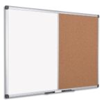 BI-OFFICE Tableau combiné Maya, moitié Liège et laqué Blanc magnétique - Format : L120 x H90 cm