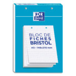 OXFORD Bloc de 30 feuilles BRISTOL perforées 14,8 x 21 cm 210g 5x5 Blanc