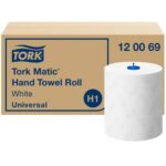 TORK Colis de 6 Rouleaux Essuie-mains Advanced 2 plis format 150m x 21cm Blanc pour distributeur Matic H1 – Image 2