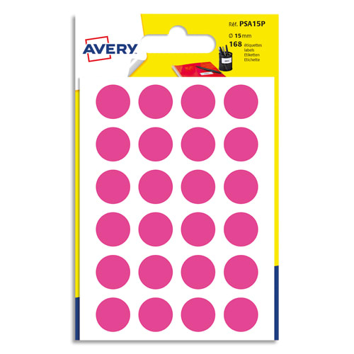 393003_d1.jpg AVERY Sachet de 168 pastilles d15 mm. Ecriture manuelle. Coloris Rose – Image 1