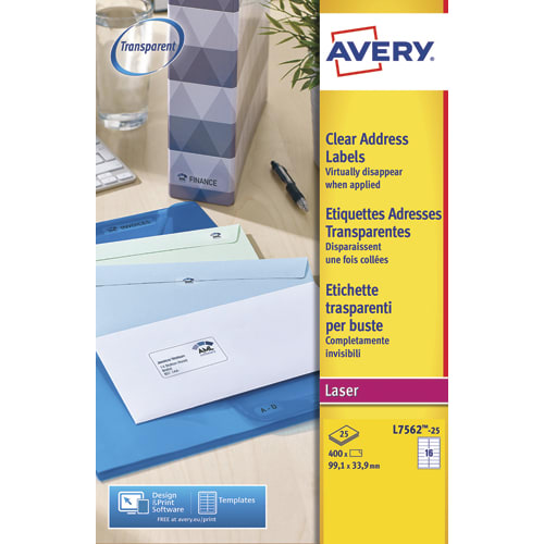 397815_d1-1.jpg AVERY Pochette de 400 étiquettes Laser invisible 99.1X33.9 L7562-25 – Image 1