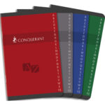 CONQUERANT C7 Répertoire reliure piqûre 96 pages 70g 9x14 cm petits carreaux 5x5. Couverture carte vernie