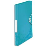 LEITZ Boîte de classement WOW en polypropylène. Dos de 3 cm. Fermeture par élastique. Coloris Menthe