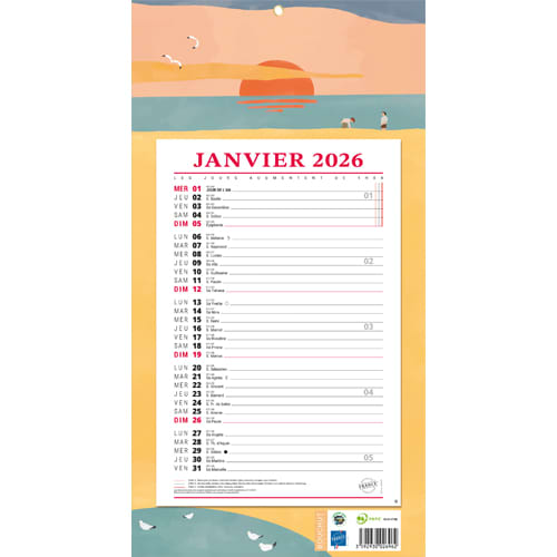 403265_d1-1.jpg CBG Plaque et éphéméride mensuel AMBIANCE,Janvier à Décembre, 19x36cm, 1 oeillet – Image 1