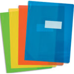 OXFORD Protège-cahier 24x32cm Strong Line cristal 15/100è + coins renforcés (30/100è). Coloris assortis