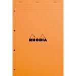 RHODIA Bloc de direction couverture Orange 80 feuilles détachables+perforées format A4+ réglure Seyès