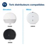 TORK Colis de 6 Bobines de Papier toilette Maxi Jumbo Premium doux 2 plis L360 m x D26 cm Blanc logo Bleu – Image 3