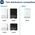 TORK Colis de 15 Paquets de 250 Essuie-mains Advanced 2 plis en V délitable Laurier - Ft 23 x 23 cm Blanc – Image 2