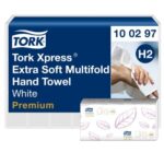 TORK Colis de 21 Paquets de 100 Essuie-mains Xpress interfoliés Extra doux Premium 2 plis M Ft 21,2x34 cm – Image 2