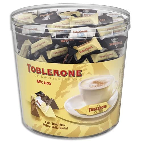 407099_d1-1.jpg TOBLERONE Boîte de 904g Minis Toblerone 3 variétés de chocolat : au Lait, Noir et Blanc en sachet – Image 1