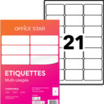 OFFICE STAR Boîte de 2100 étiquettes multi-usage Blanches 63,5 x 38,1 mm OS43435