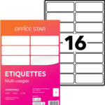 OFFICE STAR Boîte de 1600 étiquettes multi-usage Blanches 99,1 x 33,9 mm OS43436