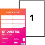 OFFICE STAR Boîte de 100 étiquettes multi-usage Blanches 199,6 x 289,1 mm OS43440