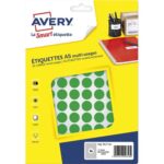 AVERY Sachet de 960 pastilles Ø15 mm. Imprimables. Coloris Vert.