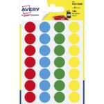 AVERY Sachet de 144 pastilles Ø15 mm. Ecriture manuelle. Coloris assortis.