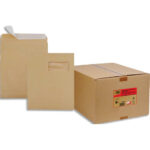 GPV Boîte de 250 pochettes kraft armé 3 soufflets C4 à fenêtre