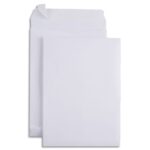 GPV Paquet de 100 pochettes 130g kraft armé Blanc auto-adhésif, format C4 229x324 mm, soufflet 30mm