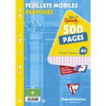 CLAIREFONTAINE Etui de 500 pages feuillets mobiles perforés 21x29,7cm Seyès
