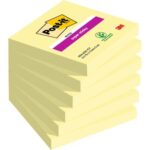 POST-IT Lots de 6 blocs Notes Super Sticky POST-IT® jaunes 90 feuilles 76 x 76 mm