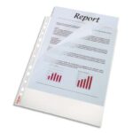 LEITZ Sachet de 100 pochettes perforées A4,en polypropylène grainé 8,5/100è incolore. Ouverture 2 côtés