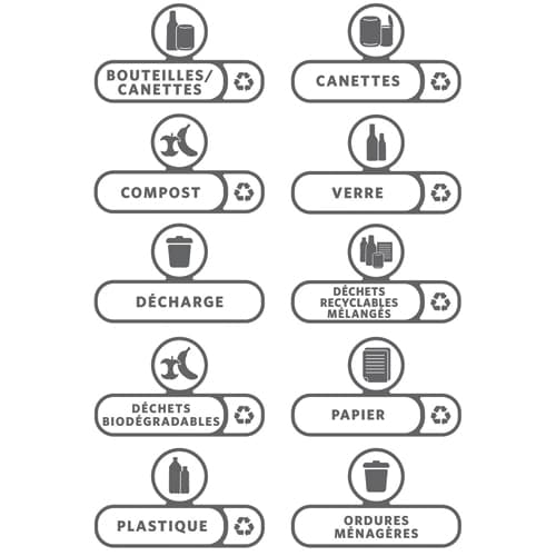 429605_d1-1.jpg RUBBERMAID Jeu de 10 étiquettes autocollantes de flux de déchets Blanches pour Collecteur Slim Jim – Image 1