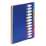 VIQUEL Trieur HAPPY FLUO PP 5/10e 12 touches, dos soufflets, fermeture élastique. Format A4. Coloris Bleu