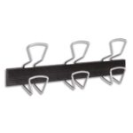 ALBA Bloc de 3 double-patères Noir en métal, poids supporté 30kg. Dim. Patère : L46 x P7,5 x H16,4 cm