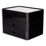 HAN Boîte rangement SMART-BOX ALLISON 2 tiroirs + 1 boîte à ustensiles Dim (lxhxp) : 26x19x19,5cm Noir