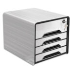CEP Bloc class Smoove Secure Noir/Blanc 1 maxi tiroir qui ferme à clé+3 tiroirs std L36xH27,1xP28,8cm