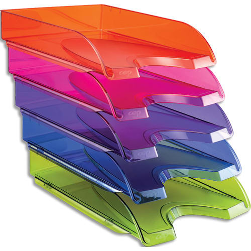 433994_d1.jpg CEP Lot 5 corbeilles à courrier Happy. Documents jusqu'au format 24 x 32 cm et les pochettes à élastique – Image 1