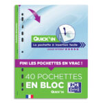 OXFORD Bloc de 40 pochettes perforées Quick' In A4 en polypropylène 9/100e lisse incolore