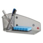 ALBA Support aimanté avec pot à crayons et porte-éponge en métal Mesh - coloris Gris métal